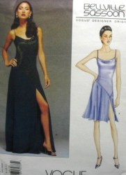 2496 Vogue  SASSOON VOGUE DROP WAIST BIAS SLIP DRESS LENGTHS PATTERN 8-12, 14-18 UNCUT CHOICE